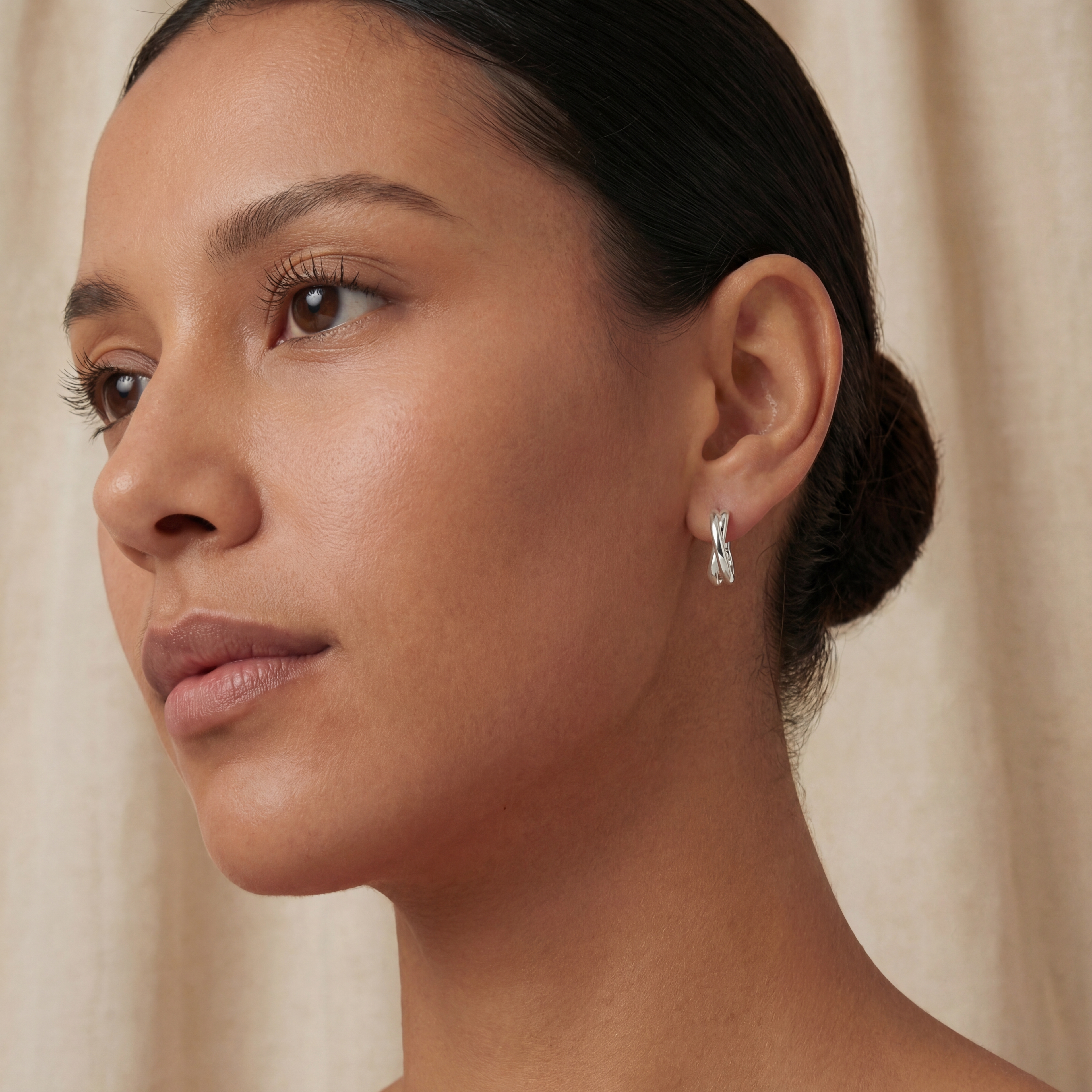 Crossed Huggie Earrings