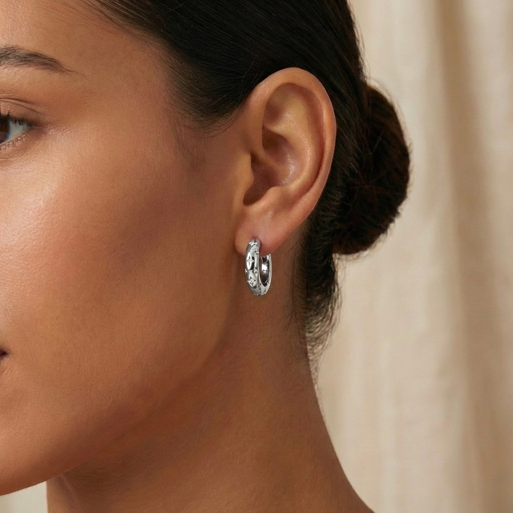 Star Round Hoop Earrings