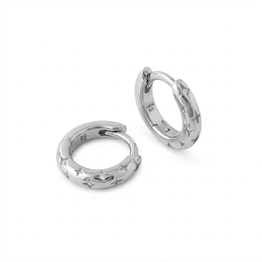 Star Round Hoop Earrings
