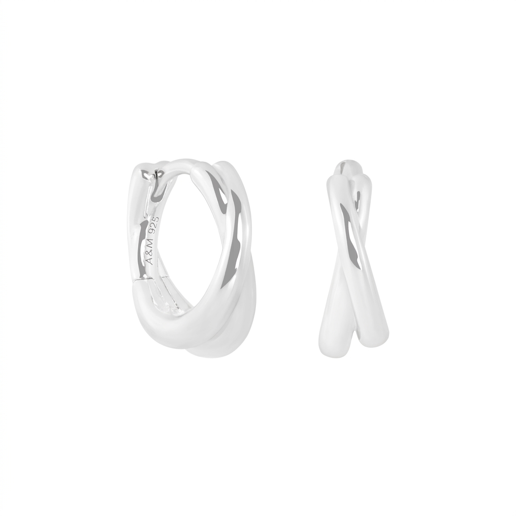 Crossed Huggie Earrings