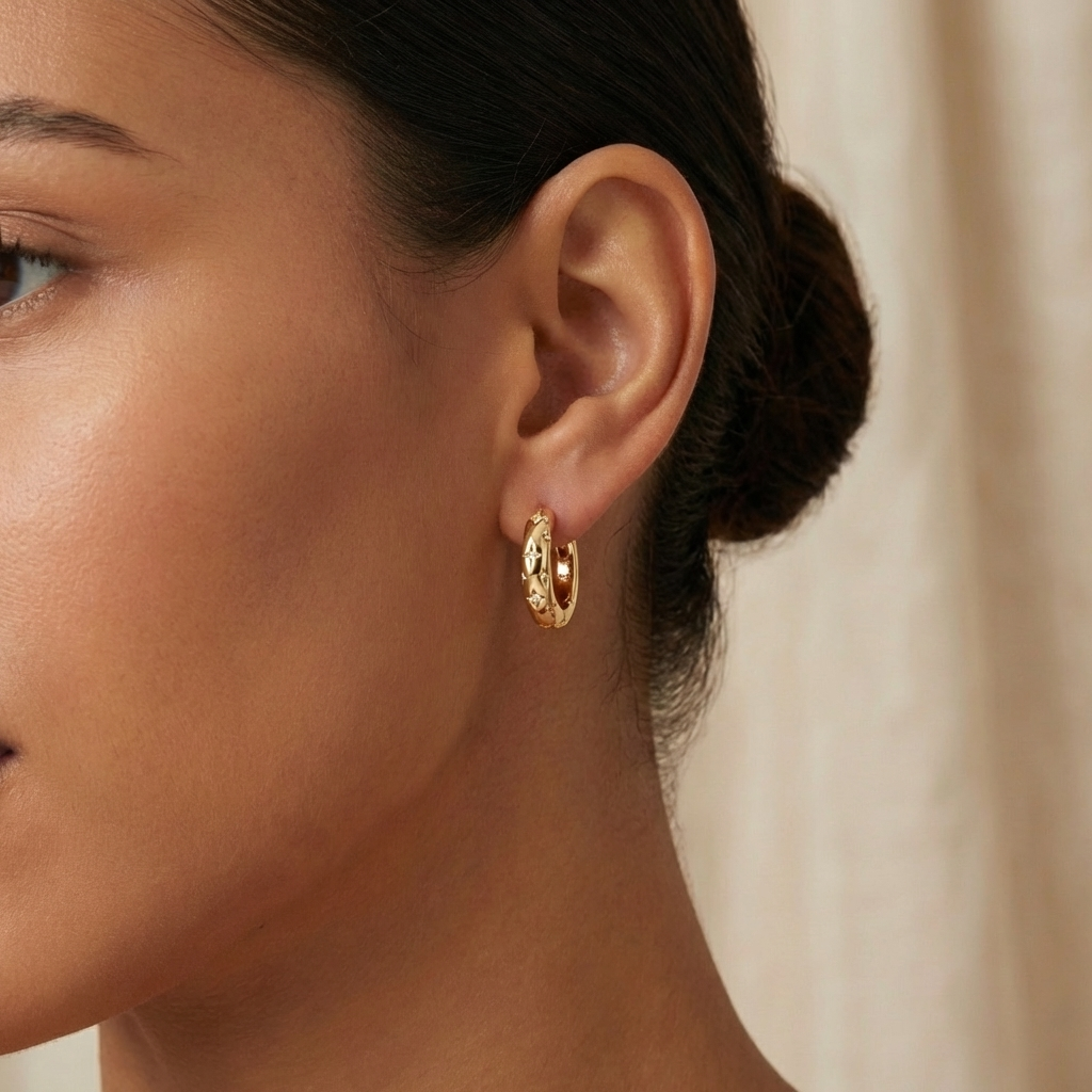 Star Round Hoop Earrings